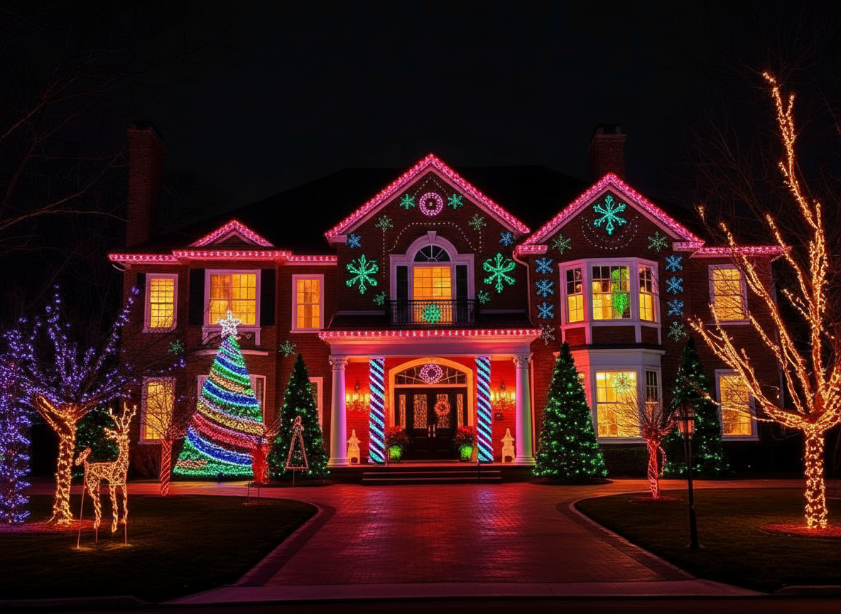 Grand estate elaborate holiday display