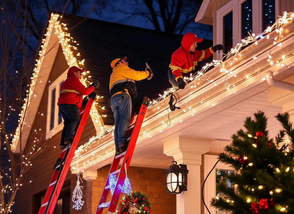 Professional installation team at work