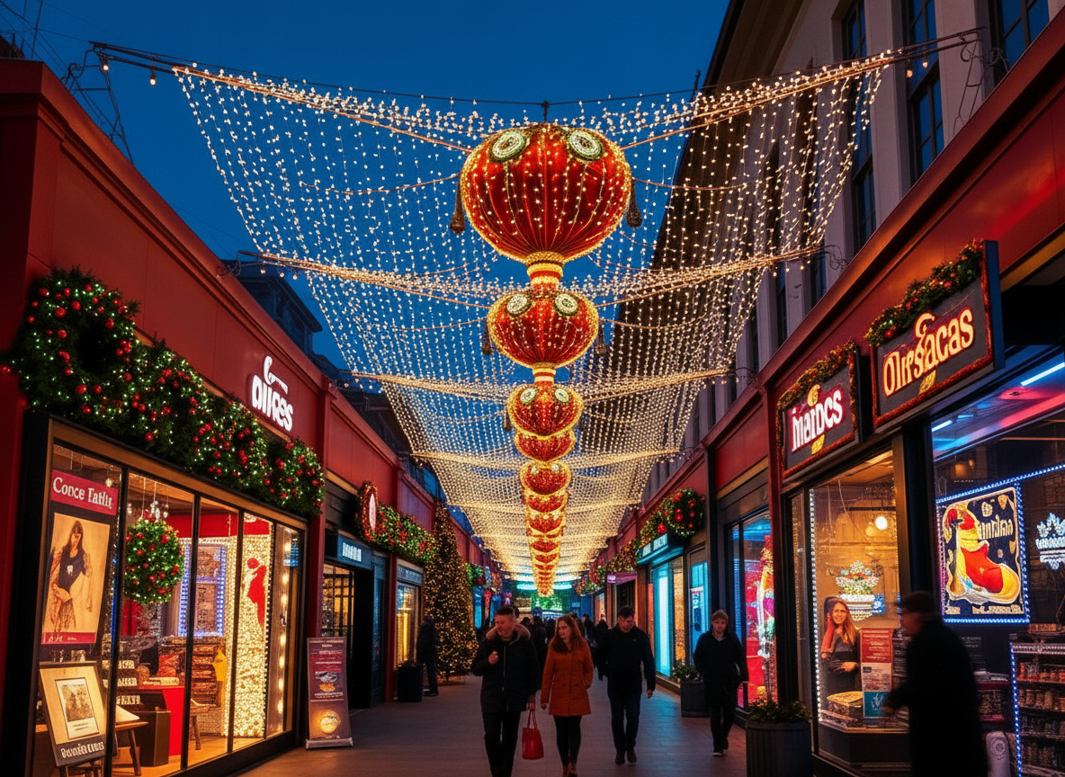 Shopping center holiday lighting display