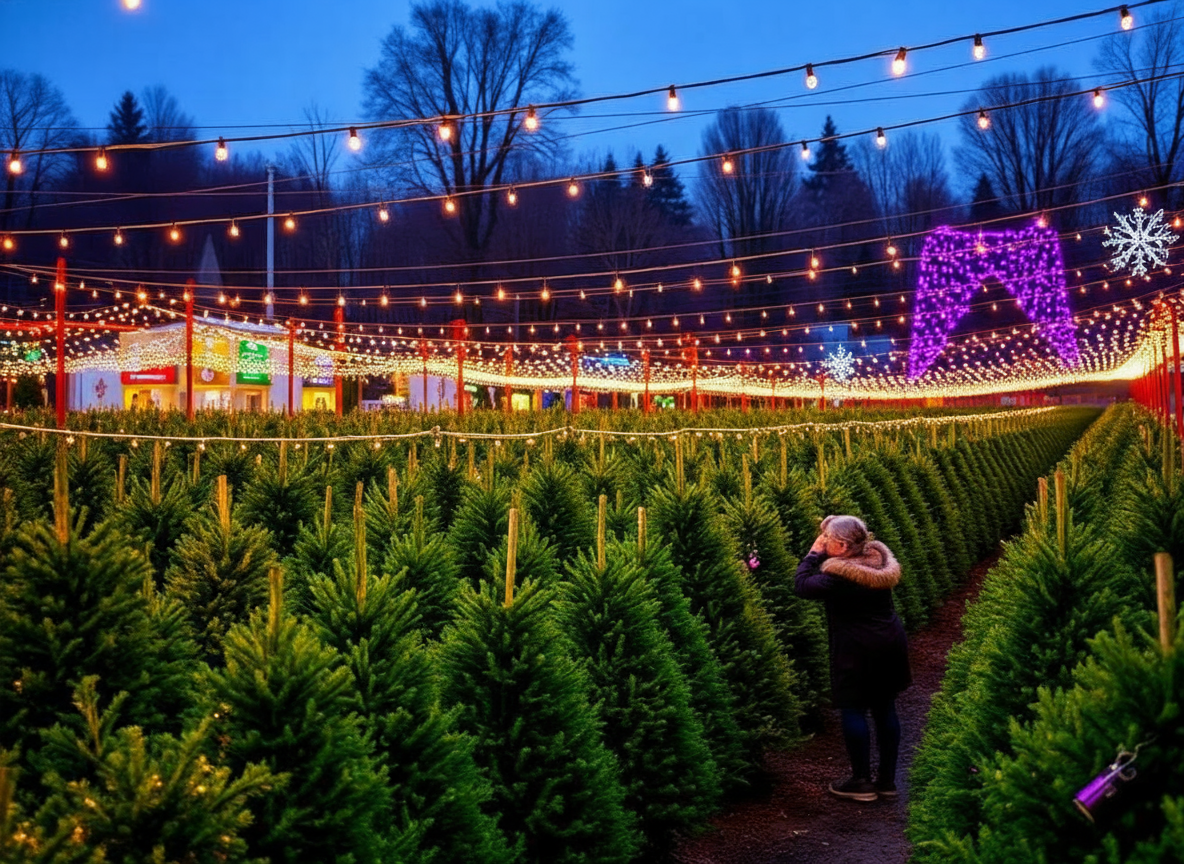 Christmas tree farm lighting display